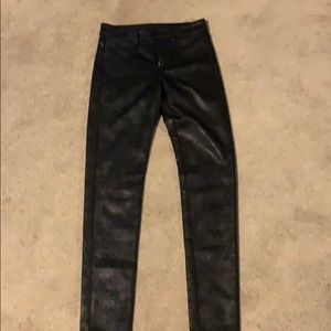Stretch black faux leather pants